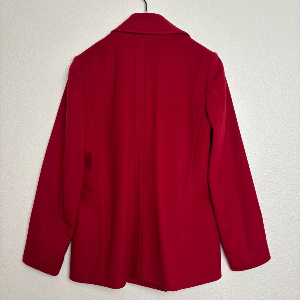 Burberry Red Wool Cashmere Peacoat Double Breasted Jacket Coat Size Small - Picture 3 of 7
